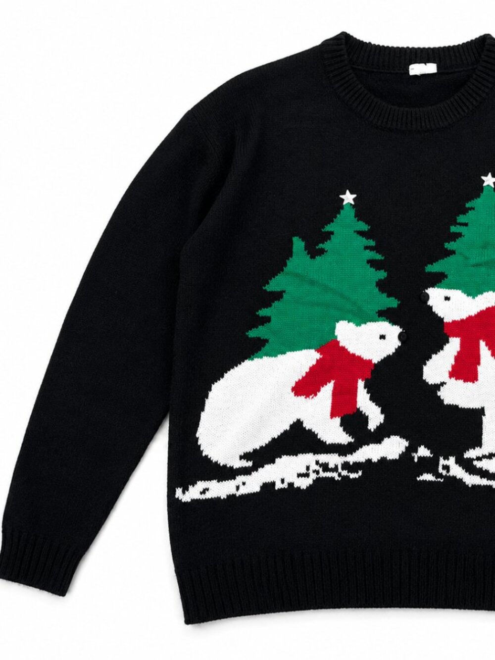 Polar Bear Christmas Black Knit Sweater